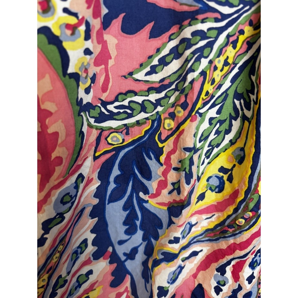 Talbots Women's Petite XLP Multicolor summer bold Novelty Cotton Collared Button - Picture 9 of 9